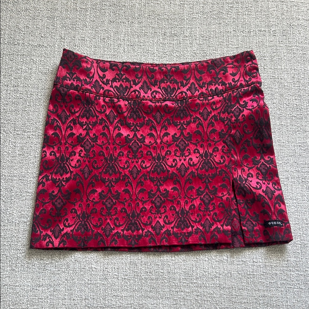 Guess Red and Black Damask Mini Skirt